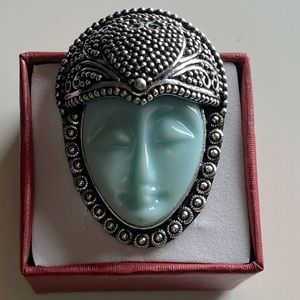 Light blue craved goddess ring